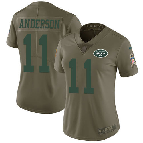 Nike Jets #11 Robby Anderson Olive Women's Stitched NFL Limited Salute to Service Jersey